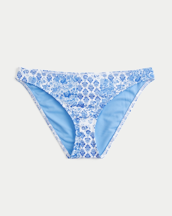 Ribbed Low-Rise Bikini Bottom, Blue Print view 2