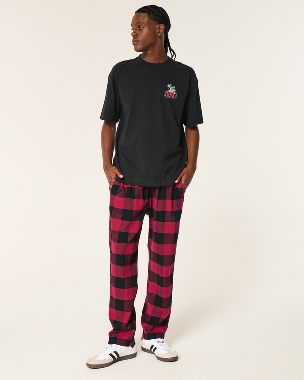 24/7 Straight Pajama Pants, Red Check view 1