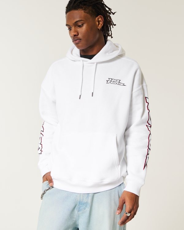 Baggy No Fear Graphic Hoodie, White view 1