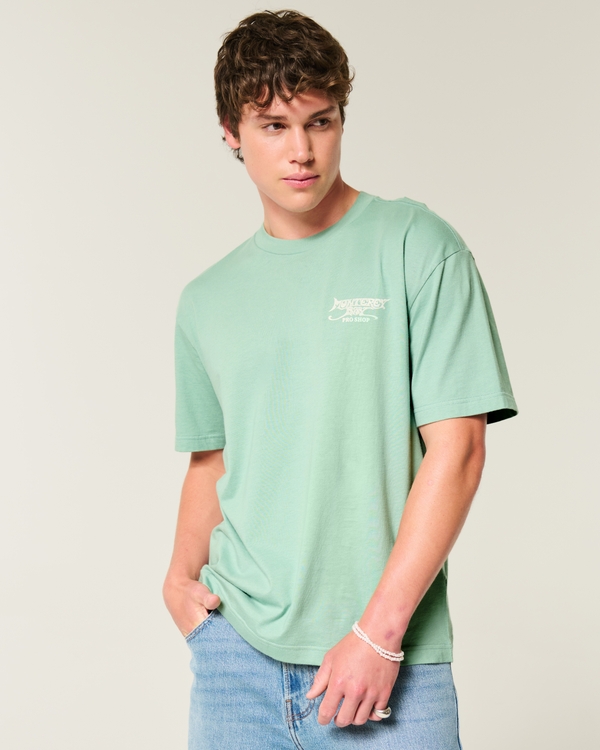 Boxy Monterey Bay Pro Shop Graphic Tee, Dark Mint Green view 1