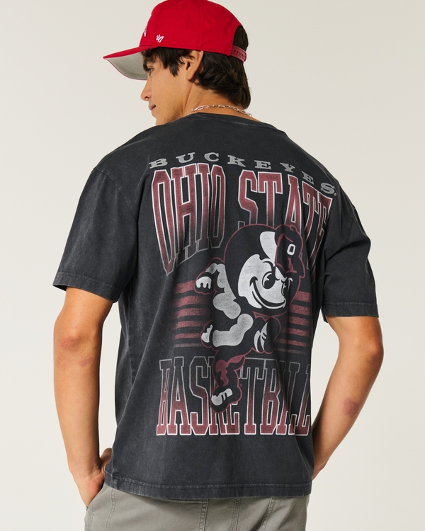 Boxy Ohio State Buckeyes Basketball Graphic Tee, Washed Black view 1