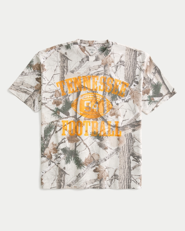 Boxy Tennessee Football Graphic Camo Tee, Cream Camo view 1
