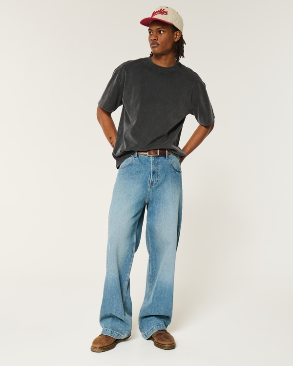Boxy Heavyweight Washed Crew T-Shirt, Washed Black view 2