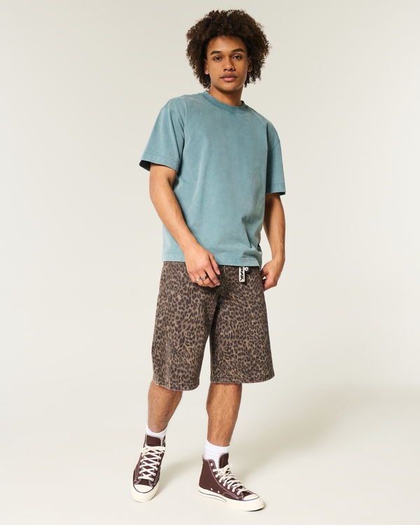 Boxy Heavyweight Washed Crew T-Shirt, Washed Dark Teal view 2