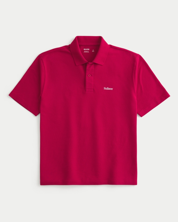 Relaxed Logo Polo, Crimson view 1