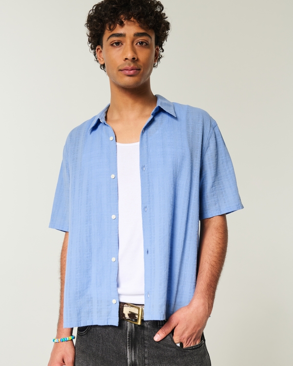 Boxy Short-Sleeve Shirt, Light Blue view 2