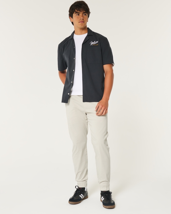 Relaxed Twill Joggers, Light Tan view 1