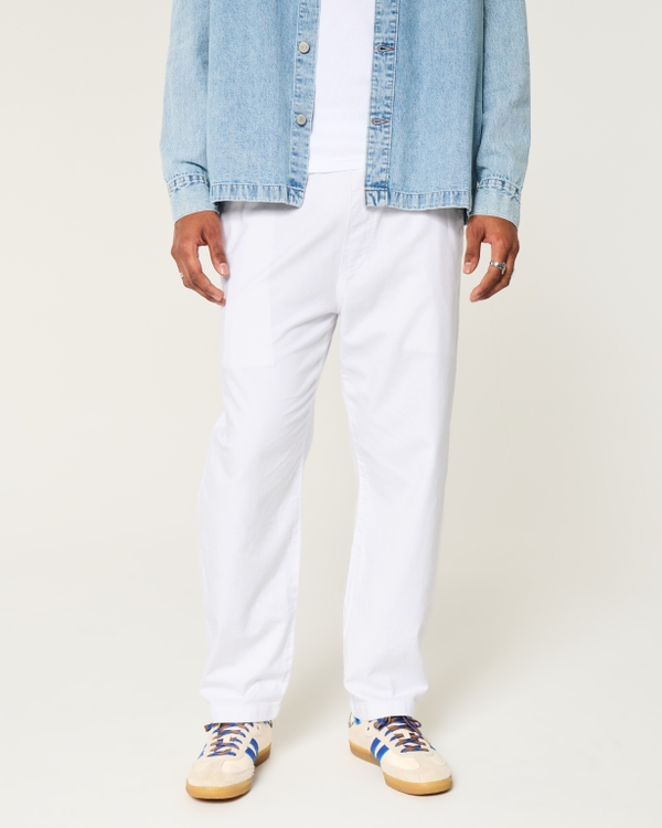 Linen-Blend Loose Pull-On Pants, White view 2