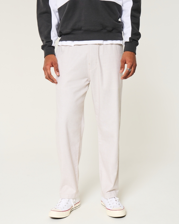 Linen-Blend Loose Pull-On Pants, Cream view 2