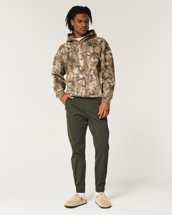 Relaxed Twill Joggers, Dark Olive view 1