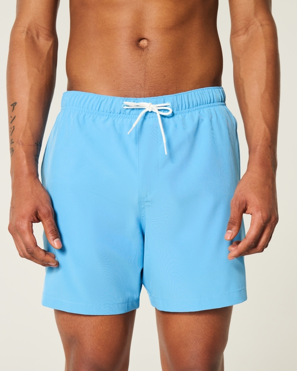 Mid-Thigh Volley Swim Trunks, Light Blue view 1