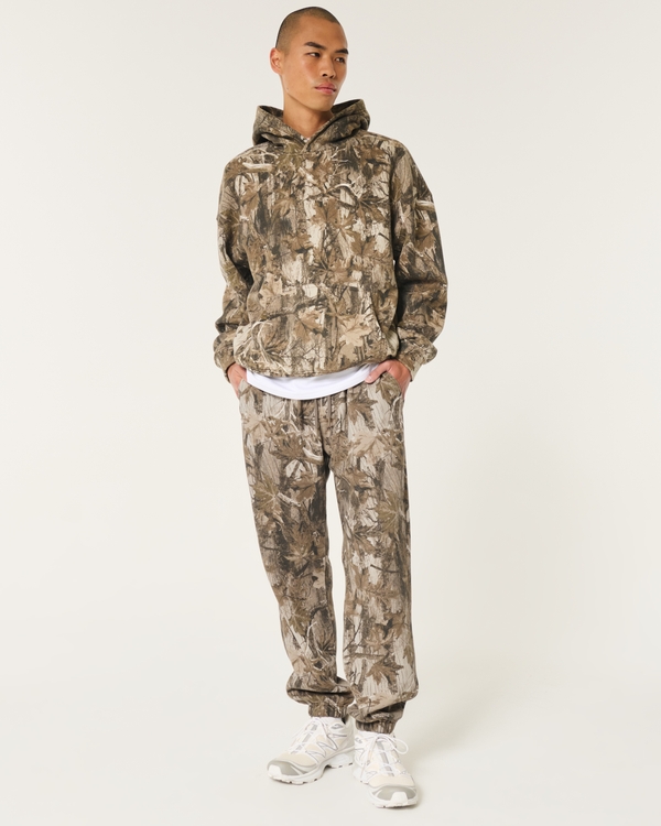 Relaxed Fleece Logo Joggers, Brown Camo view 1