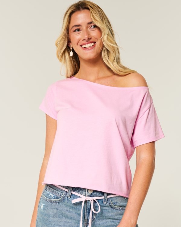 Easy Off-the-Shoulder T-Shirt, Rose Quartz view 1
