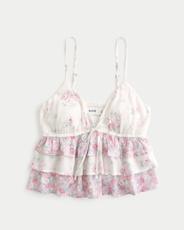 Easy Tiered Blouse, Pink Floral view 1