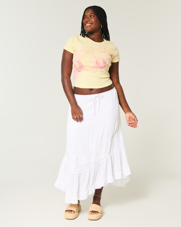Asymmetrical Hem Maxi Skirt, White view 1