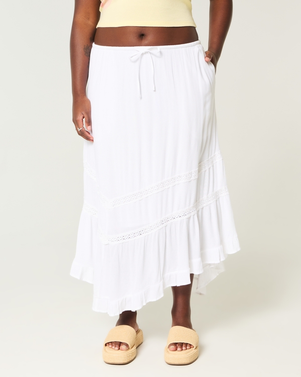 Asymmetrical Hem Maxi Skirt, White view 2
