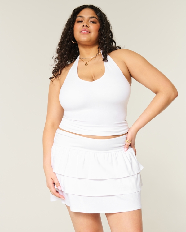 Ruffle Knit Mini Skort, White view 1