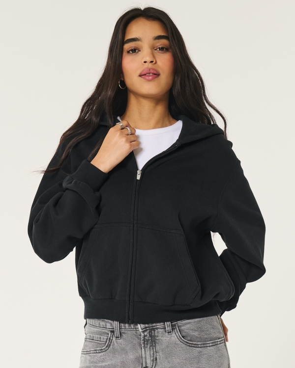 Easy Zip-Up Hoodie, Black view 1