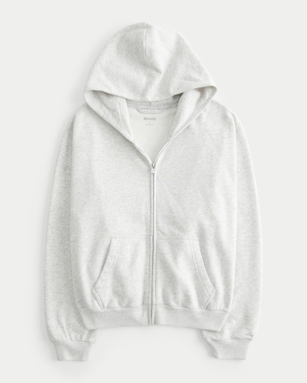 Easy Zip-Up Hoodie, Light Heather Grey view 1