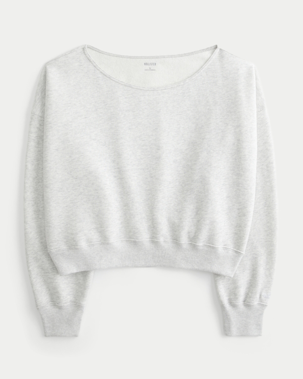 Easy Off-the-Shoulder Sweatshirt, Light Heather Grey view 1