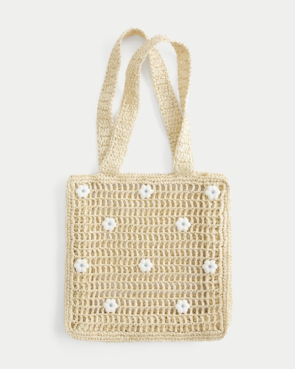 Crochet-Style Beach Bag, Light Brown view 1