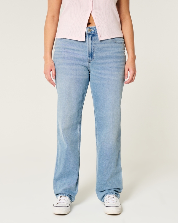 High-Rise Light Wash Straight Jeans, Light view 2
