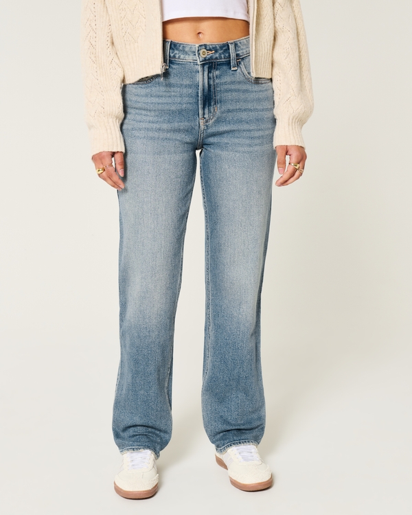 High-Rise Medium Wash Straight Jeans, Medium view 2