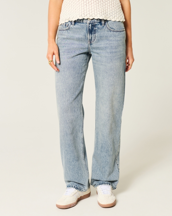 Low-Rise Medium Wash Loose Jeans, Medium view 2