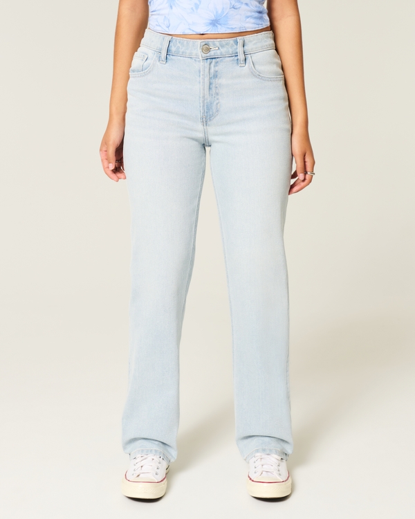 High-Rise Light Wash Straight Jeans, Light view 2