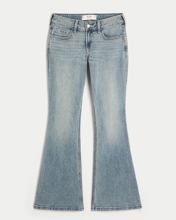 Low-Rise Light Wash Angel Wings Flare Jeans, Light view 1