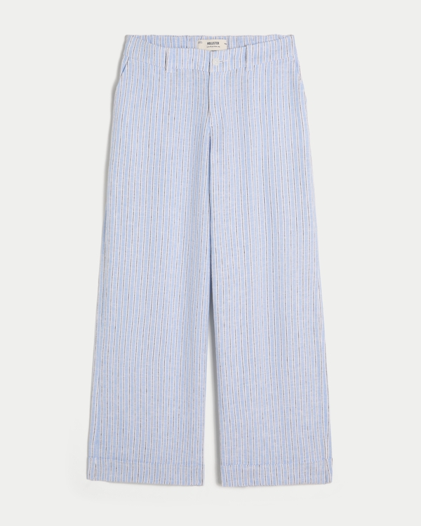 Hollister Livvy Low-Rise Wide-Leg Pants, Light Blue Stripe view 1