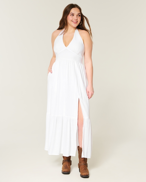 Halter Maxi Dress, White view 1
