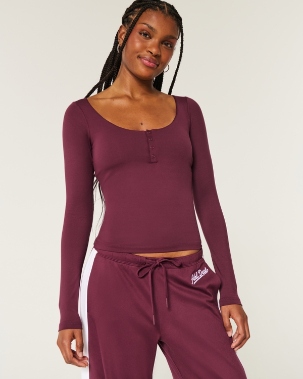 Gilly Hicks Active Henley, Maroon view 1
