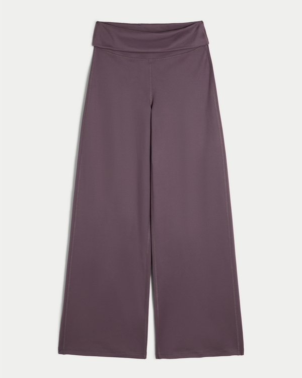 Gilly Hicks Active Recharge Wide-Leg Foldover Waist Pants, Dark Mauve view 1