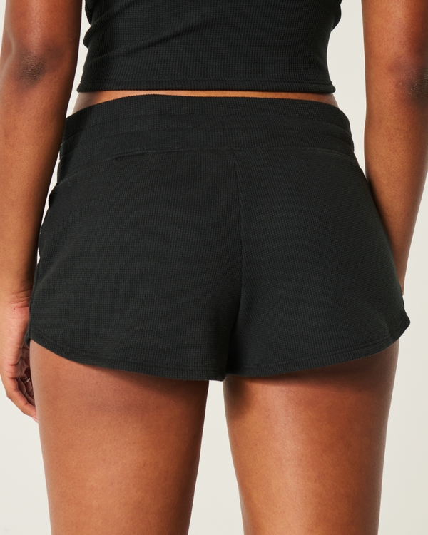 Gilly Hicks Cozy Waffle Mini Shorts, Black view 2