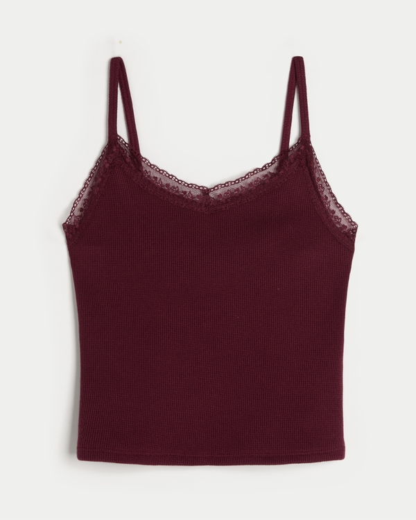 Gilly Hicks Waffle Lace Cami, Mulberry view 1